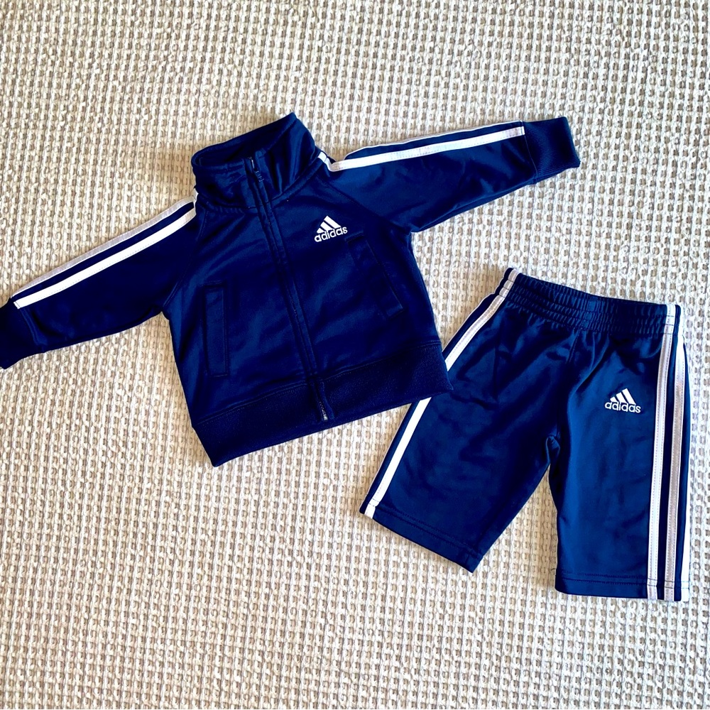 Adidas baby navy blue track suit. 3 months.